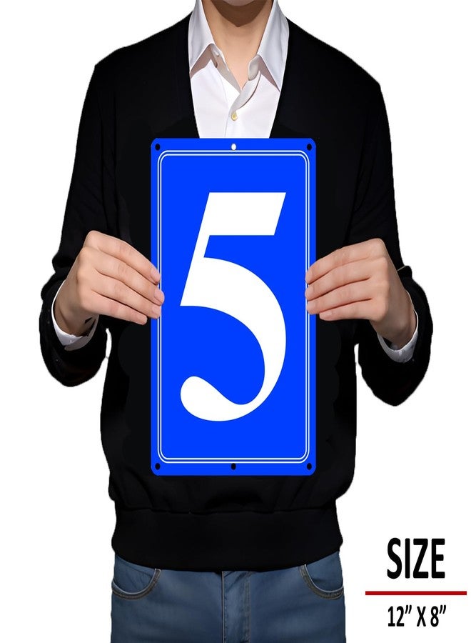 i-CowFun Premium Aluminum Number Signs 5, Metal 12" X 8" Blue Numbered Signs Outdoor for Parking Lots, Floor, Dock, Court, Aisle, Field, High Visibility, No Fade, Weather-resistant - Image 3